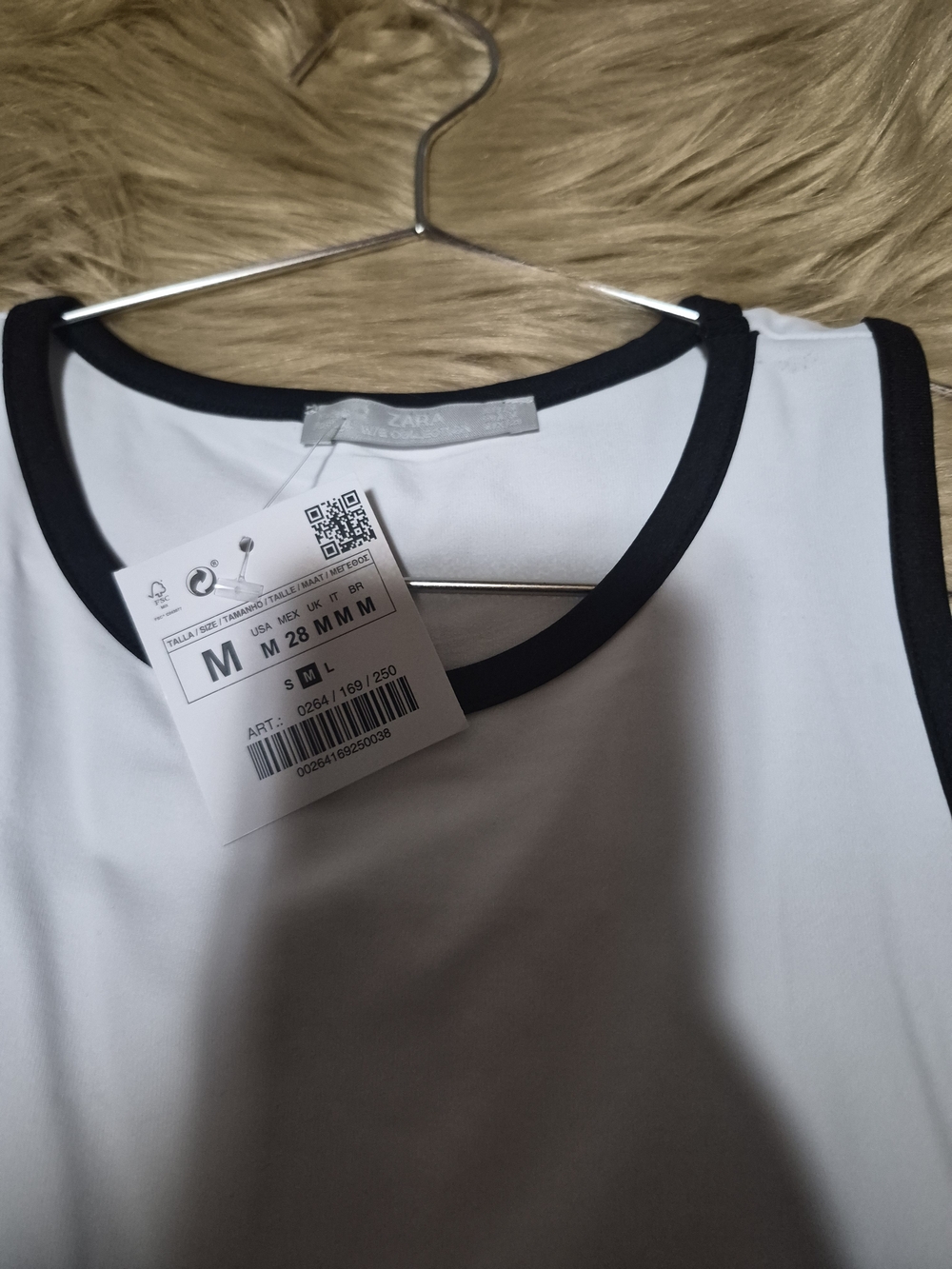Zara White Black Crop Tank Top M - Picture 4 of 8